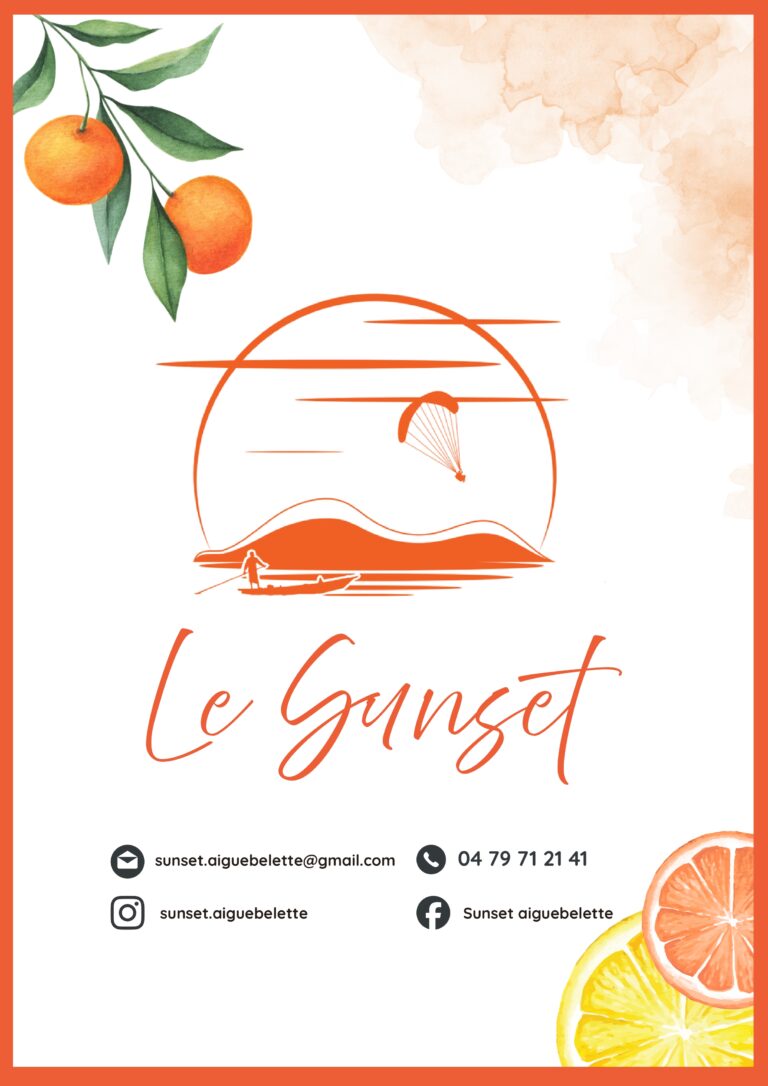 Carte restaurant le Sunset Lac d'Aiguebelette